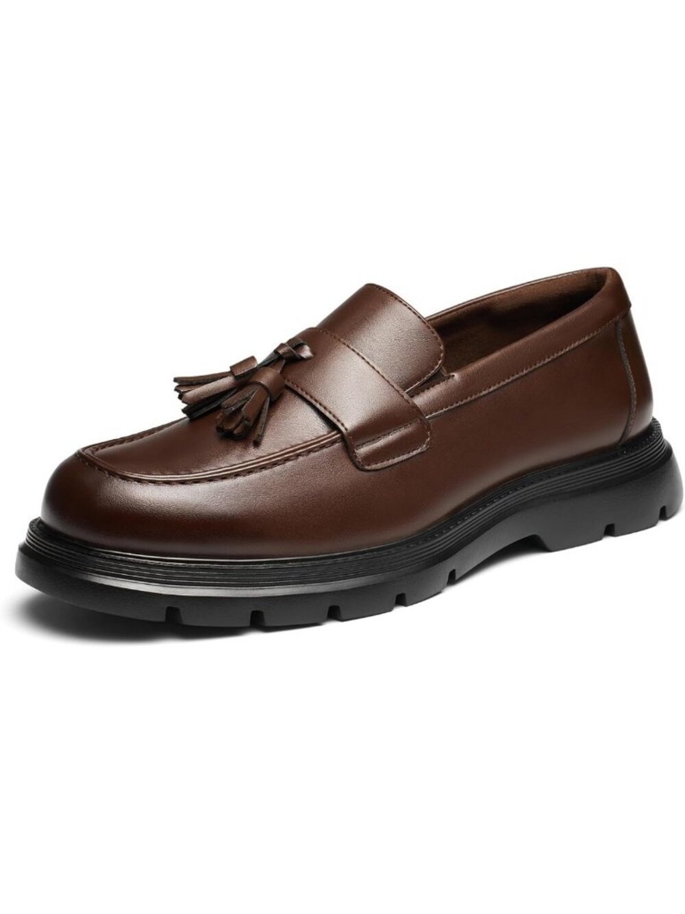 Stylish Men's Chunky Platform Loafers with Tassel - Slip On Dress Shoes